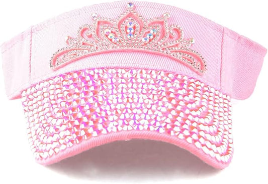 Sparkle Glitter Summer Rhinestone UPF 50+ Bling Ladies Sun Visor for Women Outdoor Sports Fashion Golf Hat