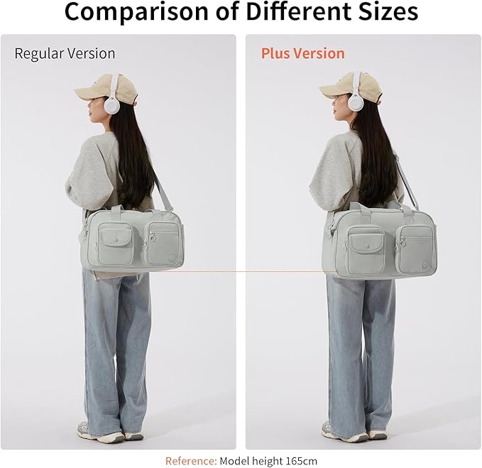 Aji Travel Duffel Bag, Expandable Duffle Bag for Travel with Wet Pocket, Carry on Weekender Bags for Men Women, Large Capacity & Water Resistant Gym Duffel Bag Sport Bag (Gray, Plus)