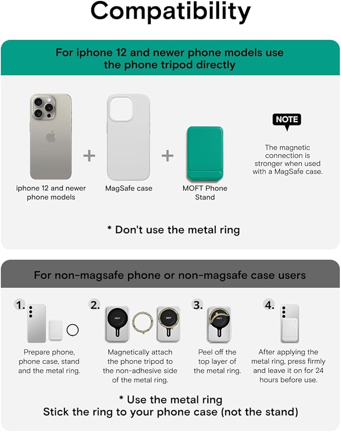 MOFT Phone Tripod Stand Selfie Stick for iPhone, Multi-Angles iPhone Stand, Lightweight & Portable Phone Holder, Strong Magnets, MOVAS Vegan Leather, Travel Essentials, Oz Green (Without Card Slot)