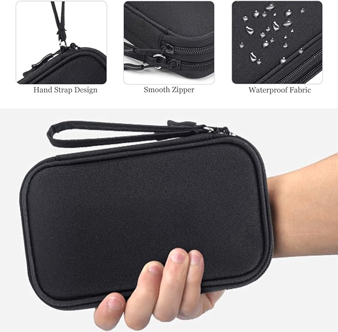 Electronics Organizer Travel Bag, Small Cable Organizer Case Waterproof Accessories Pouch, Travel Electronic Carrying Case for Cord, Charger, Phone, USB, Power Bank, Earphone (Black, Medium)