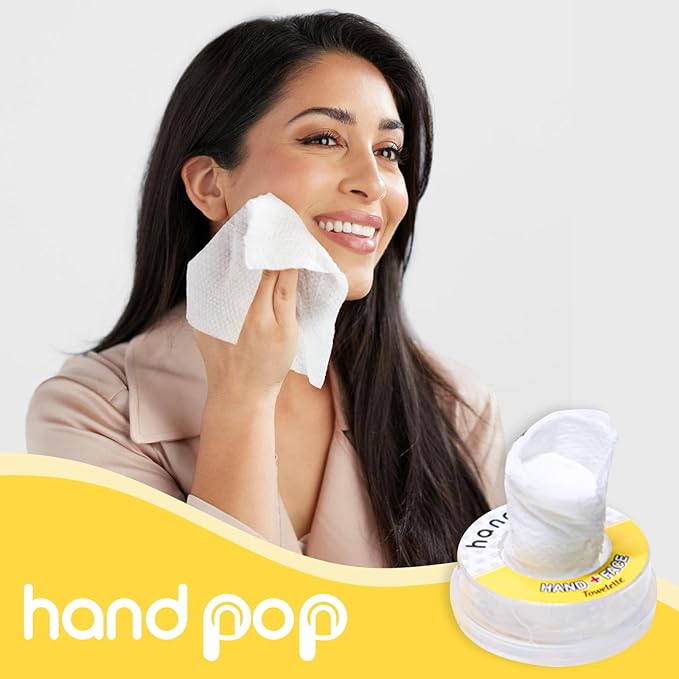 Hand Pop Lemon Scented Wipes - 10 Pack of Travel Size Wet Towelettes, Alcohol-Free, Wipes for Skin Hydration, Convenient, Eco-Friendly, Refreshing, Fits in Gym Bag, Purse, Pocket, or Luggage