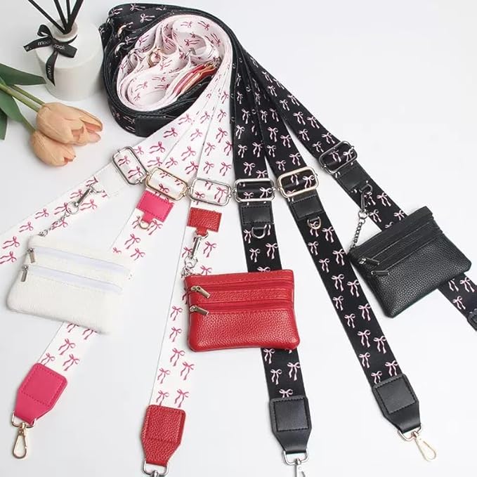 Crossbody Body Phone Holder for Women, New Phone Strap with Zippered Pouch, Adjustable Crossbody Strap (Rose red butterfly)