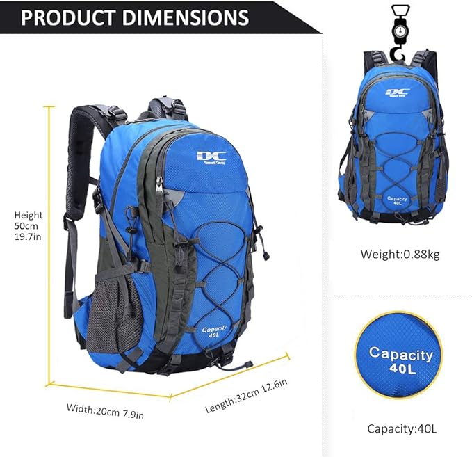 Diamond Candy Waterproof Hiking Backpack for Men and Women, Lightweight Day Pack for Travel Camping