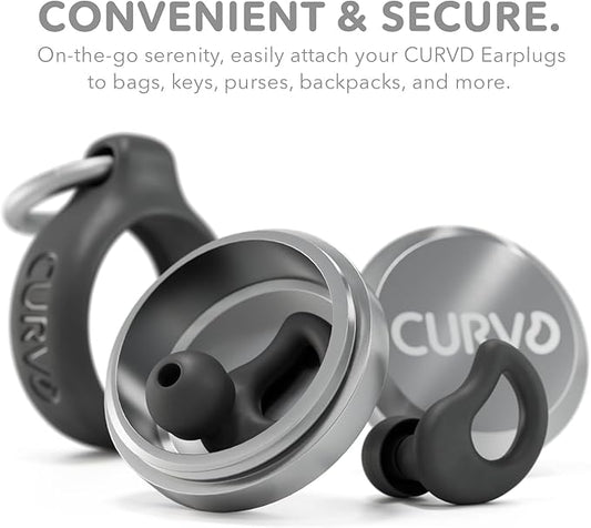 CURVD Everyday Earplugs + Case Clip Bundle, The Perfect earplug for Sleep, Travel, Noise Sensitivity/canceling + Case Clip Package Portable Waterproof Container & Silicone Sleeve for Ear Plugs(Black)