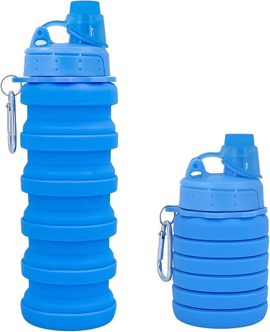 Collapsible Water Bottles Travel water bottle Sports Portable Sport Water Bottle Reusable Water Bottles comes with mountaineering Buckle 500ml silicone Water-proof camping water bottle