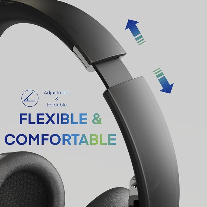 M2 Black Wireless Over The Ear Headphones with Deep bass, Head Mounted Bluetooth Earphones Foldable and Noise Cancelling Stereo Sports Earphones, Suitable for Smartphones, Tablets