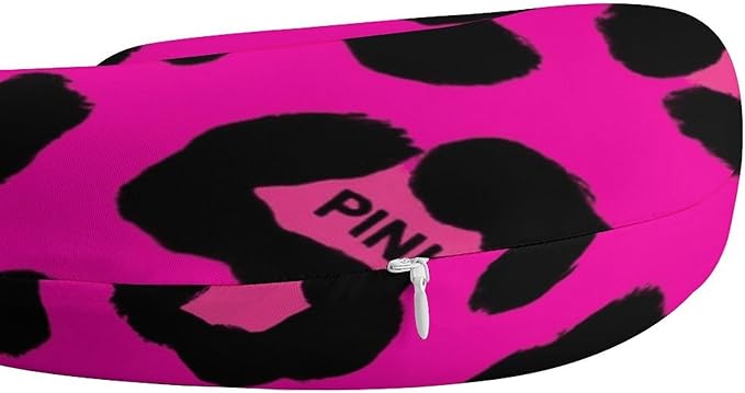 Breathable U-Shaped Neck Pillow Memory Foam Travel, Cheetah Lignt Pink Leopard U-Shape, Machine Washable Support Home Office