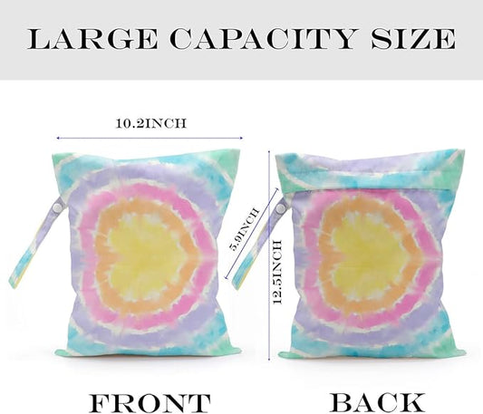 Wet Bag, Wet Dry Bag, Wet Bag for Swimsuit, Travel, Beach, Pool, Diapers, Dirty Yoga Gym Clothes, Toiletries, Makeup Bag, Waterproof Hippie Retro Flower Decor for Women Birthday, 2 Pcs Set.
