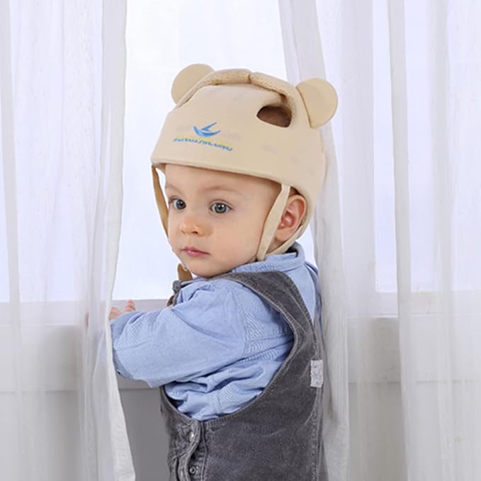 Baby Infant Helmet Toddler Headguard Head Protective Cushion Cute Children Adjustable Helmet Hat Harnesses Cap Kid Child Crawl Walk Playing (Beige)