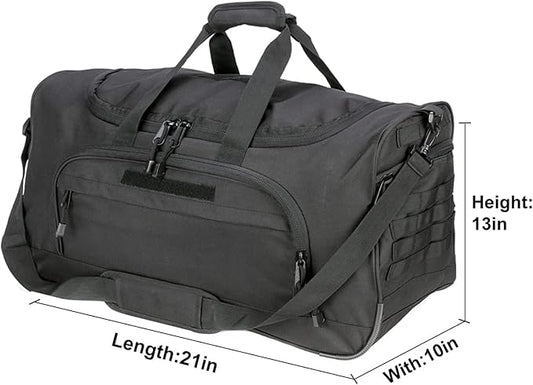 HYKING Gym Bag for Women & Men Tactical Duffle Military Weekender Work Out Lightweight Waterproof Sports Tote Shoe Pocket Black