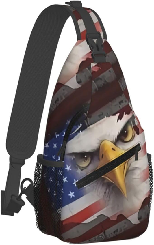 American Flag Sling Bag Multipurpose Crossbody Sling Backpack Travel Cycling Hiking Shoulder Bag For Women Men