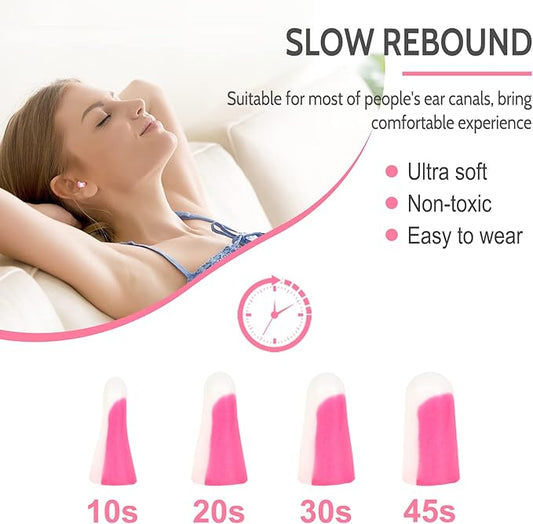 LYSIAN Ultra Soft Foam Sleep Earplugs, 38dB SNR Noise Reduction Ear Plugs for Sleeping, Mowing, Shooting-60 Pairs,Double Color Pink/White