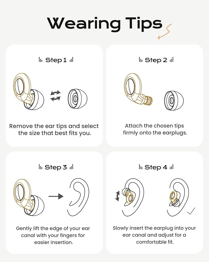 ESSAGER Ear Plugs for Sleeping Noise Cancelling, Reusable Silicone Earplugs for Sleep, Deep Focus, Travel, High-Fidelity Hearing Protection, 45-49dB Noise Reduction,Black