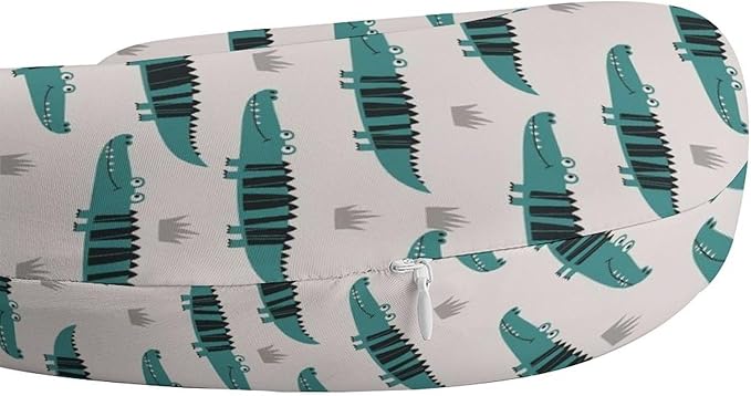 Stylish U Shaped Travel Neck Pillow Memory Foam Chin Support Alligator Animal, Breathable Washable Cover for Airplane Car Office Decor