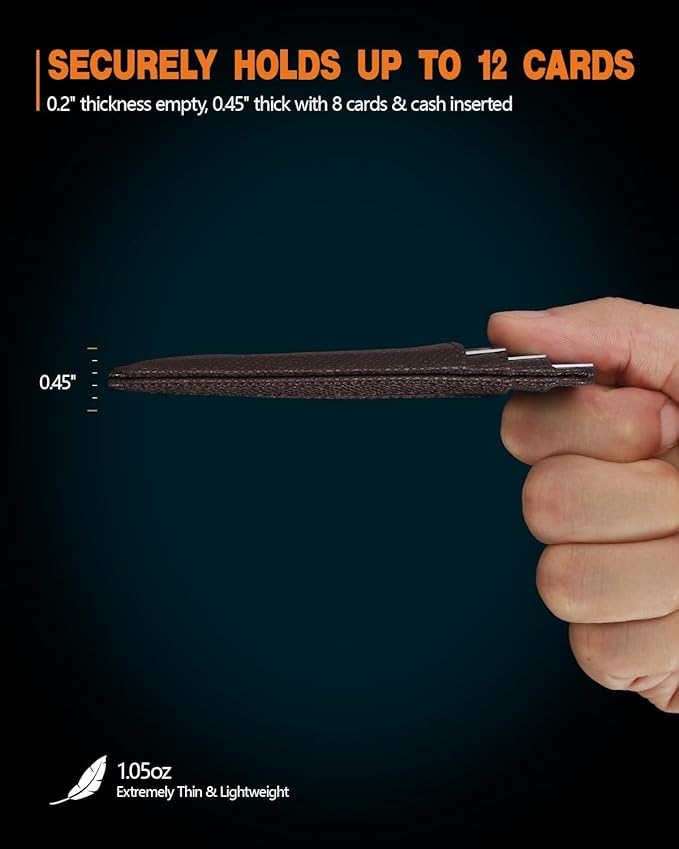 RUNBOX Slim ID Cases Minimalist Front Pocket RFID Blocking Leather Wallets for Men and Women Card Holder Wallets Gifts for men