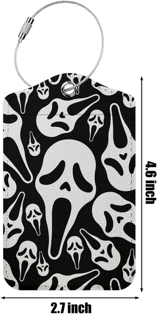 Horror Movie Luggage tag, Suitcase Tags with Privacy Flap and Metal Loop, Ghost Spooky Movie Fans Luggage Tags for Suitcases, Identifiers Travel Essentials Bag Tags for Luggage, Gifts for Women Men