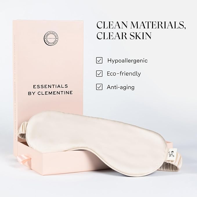 Clementine Sleepwear Essentials Organic Champagne Sunset Sleep Mask | Oversized Contoured Eye Mask with Bamboo and Silver Ion Silk for Sensitive Skin and Restful Sleep