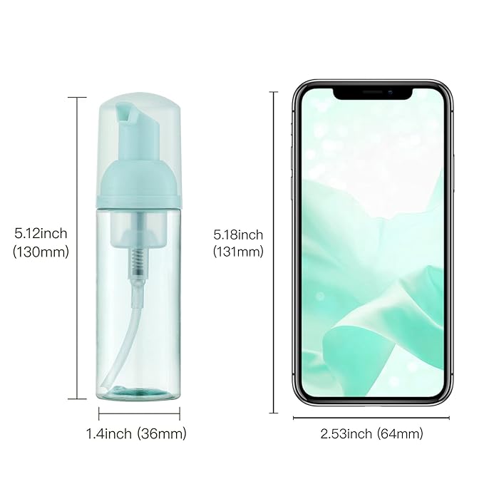 2oz Foam Bottle (3PCS) Empty Foaming Pump Dispenser for Hand Soap, Lash Cleanser, Shampoo to Travel (60ml, Green)