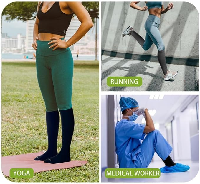 LEVSOX Viscose Made from Bamboo Compression Socks for Pregnant Women 20-30 mmHg Knee High Cute Mens Supports Socks for Travel