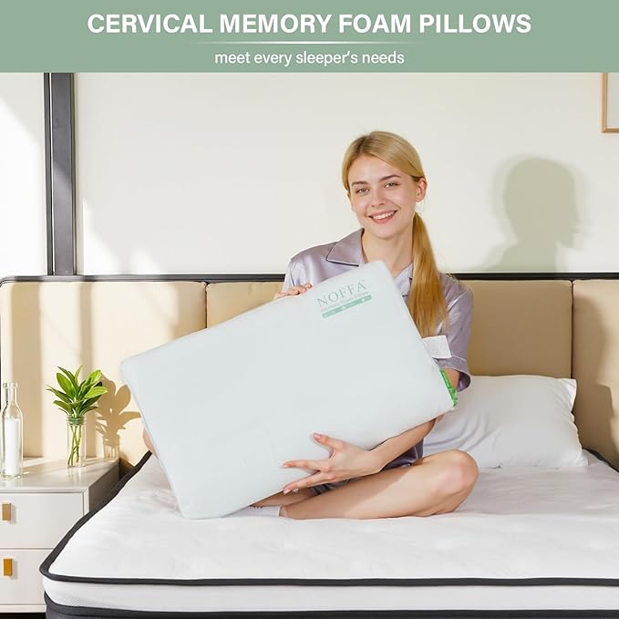 Cervical Neck Pillow for Neck Pain Relief, Contour Memory Foam Pillows, Cooling Ergonomic Pillows for Sleeping Side, Back & Stomach Sleepers, Breathable Bed Pillows Neck Support, Extra Soft