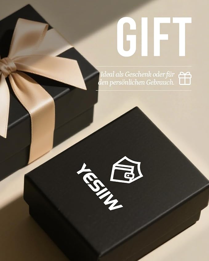 YESIIW Mens Slim Wallet with Premium Genuine Leather - Pop up Mens Wallet Card Holder for 8-10 Card Capacity | ID Window | Cash Slot | Coin Pocket | RFID Blocking - Slim Wallet for Men (Black)