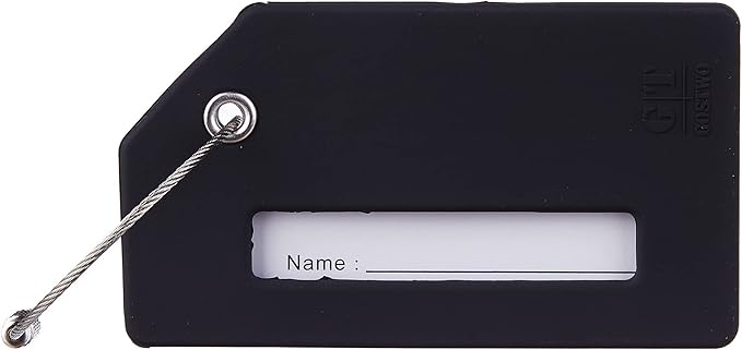 Gostwo 2 Pack Silicone Luggage Tags for Suitcases, 26 Initial Letter Baggage Labels Handbag School Bag Suitcase Instrument Tag with Stainless Steel Loop(Black)(Airplane)