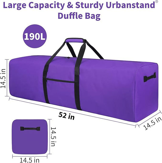 Urbanstand 52 Inch Large Duffle Bag for Travel Camping Sport Equipment Storage Bag with 2-way Lockable Zippers Purple