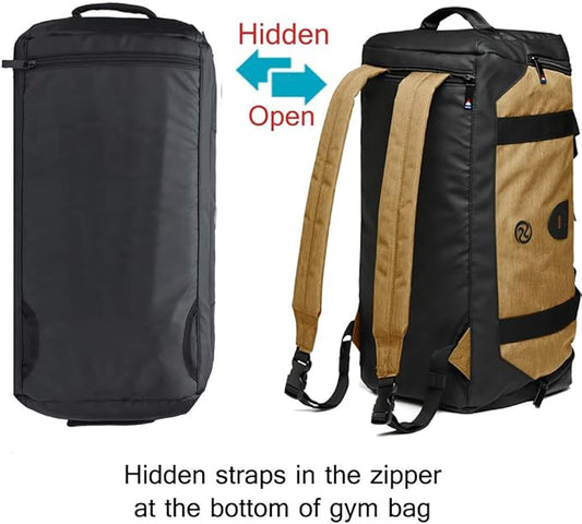 Gym Duffle Bag Backpack Waterproof Sports Duffel Bags Travel Weekender Bag for Men Women Overnight Bag with Shoes Compartment Black