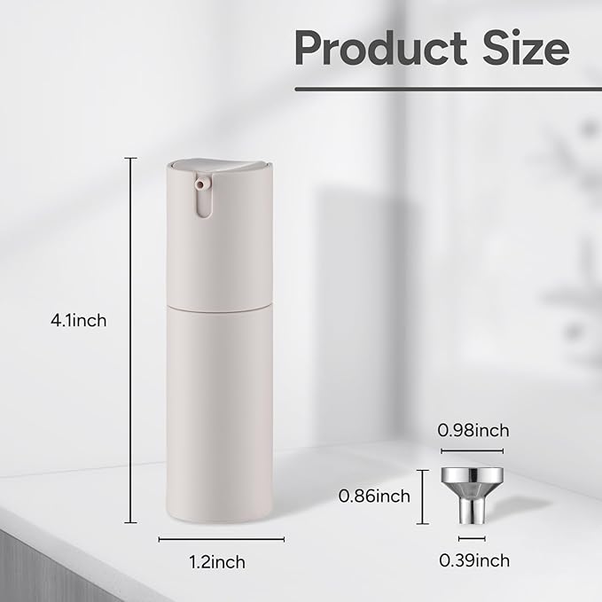 Airless Pump Bottles Travel: Lotion Dispenser for Small Size - Empty Shampoo Containers - Mini Vacuum Jar for Cream - 1 oz Plastic Gray