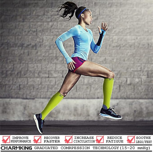 CHARMKING Compression Socks for Women & Men Circulation (8 Pairs) 15-20 mmHg is Best Support for Athletic Running,Cycling