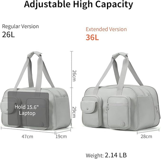 Aji Travel Duffel Bag, Expandable Duffle Bag for Travel with Wet Pocket, Carry on Weekender Bags for Men Women, Large Capacity & Water Resistant Gym Duffel Bag Sport Bag (Gray, Plus)