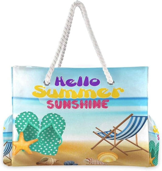 senya Large Beach Shoulder Bags Canvas Tote Water Resistant for Gym Travel Daily