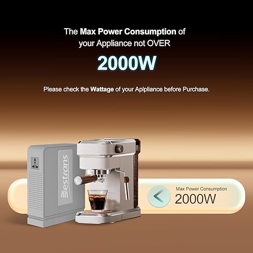 2000W Step Up Transformer 110v to 220v Converter, Heavy Duty Voltage Converter 110v to 220v with Dual Outlets, Overload Protection & Ultra-Quiet Design for Home Appliances, Light Grey