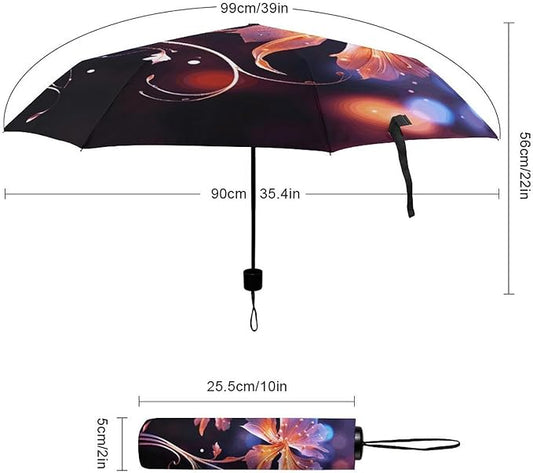 Portable High-density carbon steel structure Portable Travel Umbrella Windproof 3‑Fold Smooth Auto Open Compact Protective