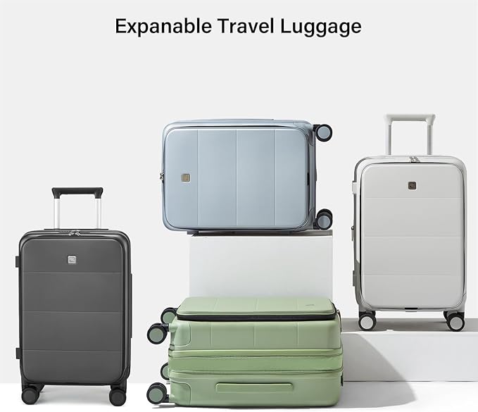 Hanke Hardside Expandable Carry On Luggage, 20 Inch Top Opening Trunk Luggages with Spinner Wheels, All-PC Hard Shell Carry-On Suitcase, Lightweight & TSA Airline Approved (Graphite Grey, 46L)