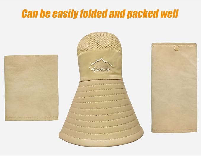 Fishing Hat for Men & Women, Outdoor UV Sun Protection Wide Brim Hat with Face Cover & Neck Flap