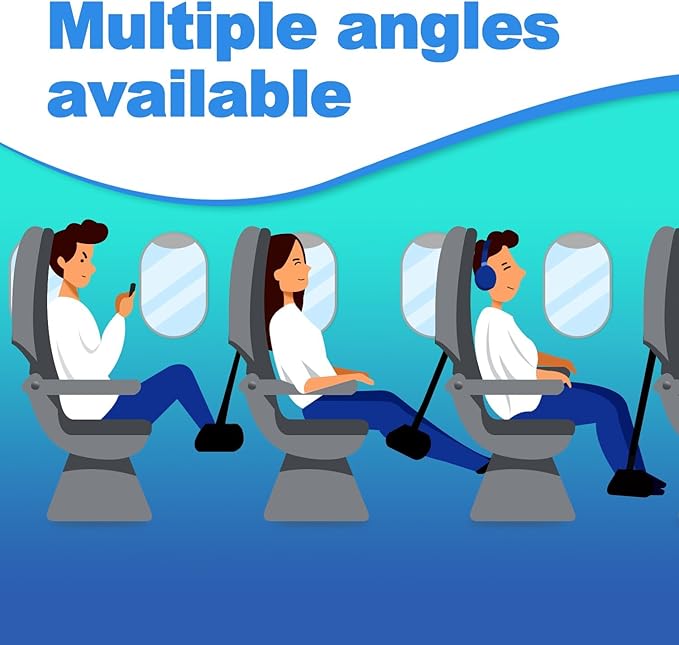 Airplane Foot Hammock with Removable Base & Memory Foam - Wide Hardboard Support No-Collapse Foot Rest for Long Flights, Office, Travel - Thickened Design Relieves Foot Pain (Black, Travel Essentials)