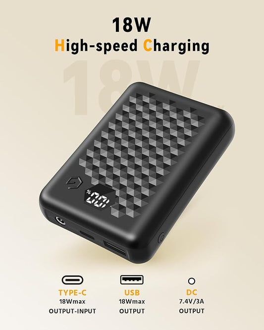 Wulcea DC Output 7.4V 14000mAh USB Output 5V2A Battery Pack Long Lasting Big Capacity for Heated Apparel Women Men Vest Lady Jacket Coat Pant Camping Chair Power Bank Replacement USB Portable Charger
