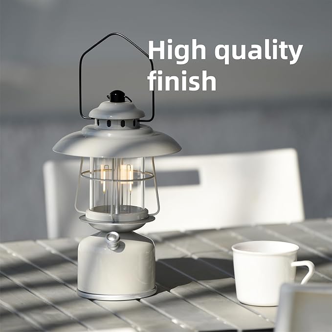 Metal Retro Classic LED Camping Lantern, 6500mAh Rechargeable Battery Last 17-500 Hours Camping Lamp, Large Dimmable Hanging Lantern, Vintage Camping Light with Hook for Courtyard Outdoor Decoration