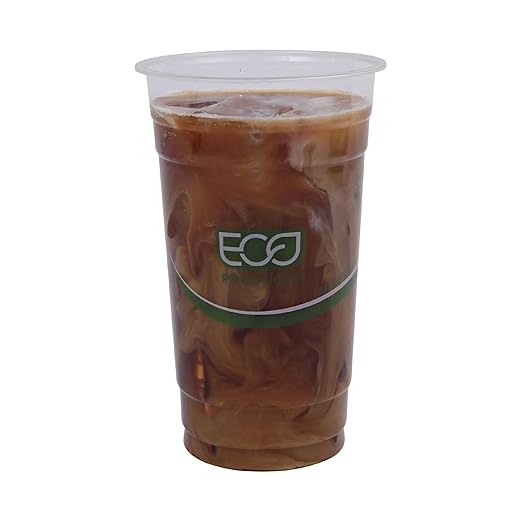 ECO PRODUCTS GreenStripe Clear Compostable 24oz PLA Large Plastic Cups, Case of 1000, Disposable Renewable Plant-Based Cold Cups, For Cold Drinks & Snacks, BPI Certified, ASTM Compliant.