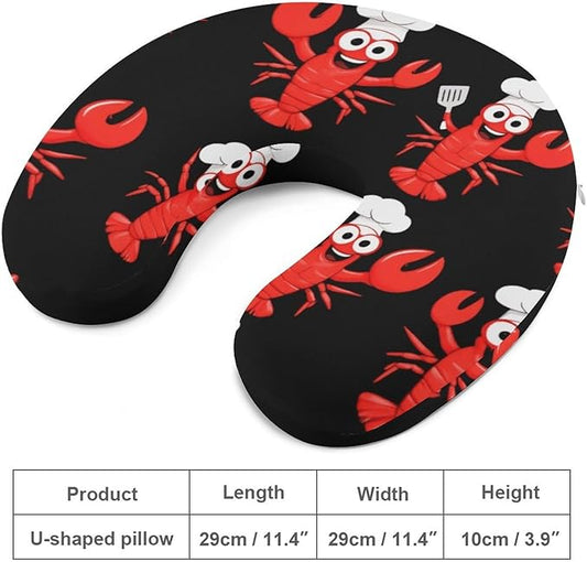 Kids Washable U-Shaped Travel Pillow Neck Support, Crawfish Chef U-Shape, Airplane Car Nap Chin Cushion