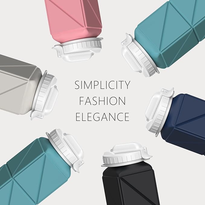 Collapsible Water Bottles with Straw 20.6oz, Silicone Foldable Portable Water Bottle, BPA-Free, Leakproof Reusable for Travel Camping Hiking Cycling Yoga Sports, 1 Pack (Dark Blue)