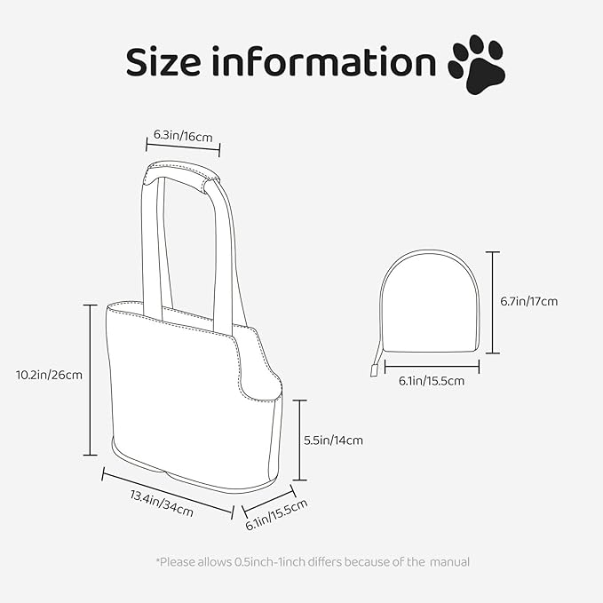 OEDTF Dog Purse Carrier with Safety Buckle, Dog Sling for Puppy and Cats Breathable Waterproof Wear-Resistant Foldable
