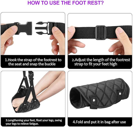 Airplane Foot Rest (Travel Comfortably), Perfect Airplane Travel Essentials, Portable Foot Hammock Airplane Plane Travel Accessorie, Long Flight Essentials, Relax your feet & Leg Airplane Foot Hammock