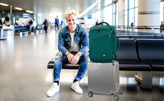 MATEIN Travel Backpack for Men Women, Carry on Backpack for Airplanes, Simple Daypack with Trolley Sleeve, Gifts for International Travelers, 35L, Peacock Blue