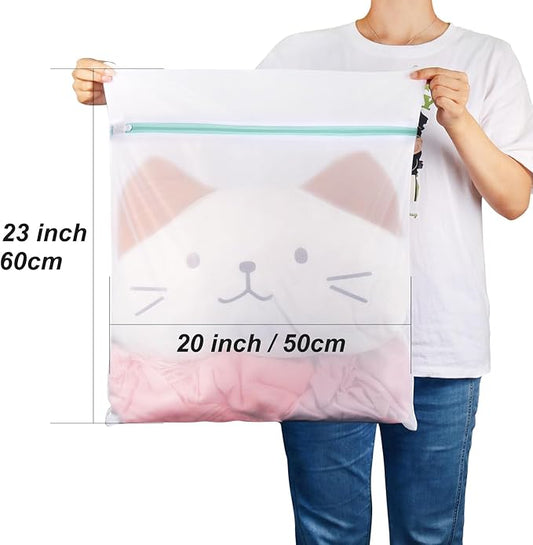 Tenn Well 3PCS Mesh Laundry Bags, 20 x 23 Inches Large Lingerie Bags for Washing Delicates, Garments, Bath Towels, Dirty Clothes, Socks, Toys, Travel