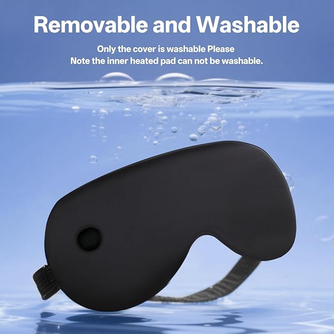 Heated Eye Mask for Dry Eyes- Warm Compress, Washable Electric Eye Heating pad for Sleep, Cordless Heat Mask for Chalazion & Stye Eye Treatment