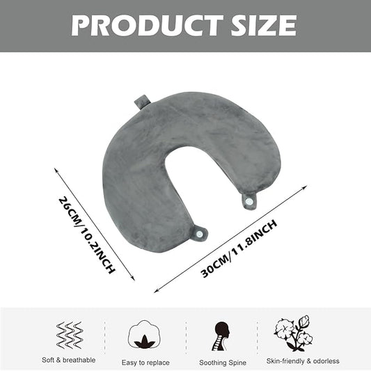 Travel Neck Pillow Cover, Neck Pillow Case, Pure, Soft and Smooh, Airplane Pillow Replacementt Cover Washable (Only Pillow Covers, no Filler)