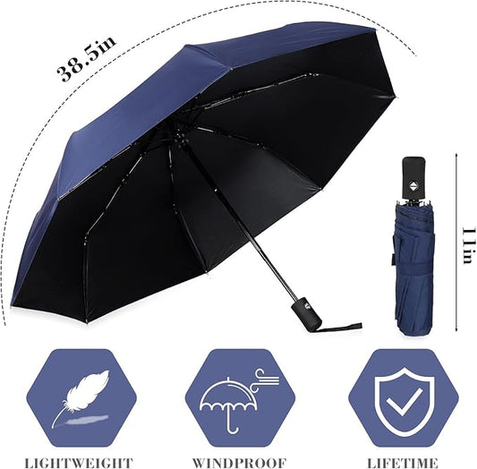 Jexine 6 Pcs Travel Compact Umbrella Automatic Open Close Windproof Small Light Backpack Purse Car Portable Collapsible Umbrella for Rain, Men Women