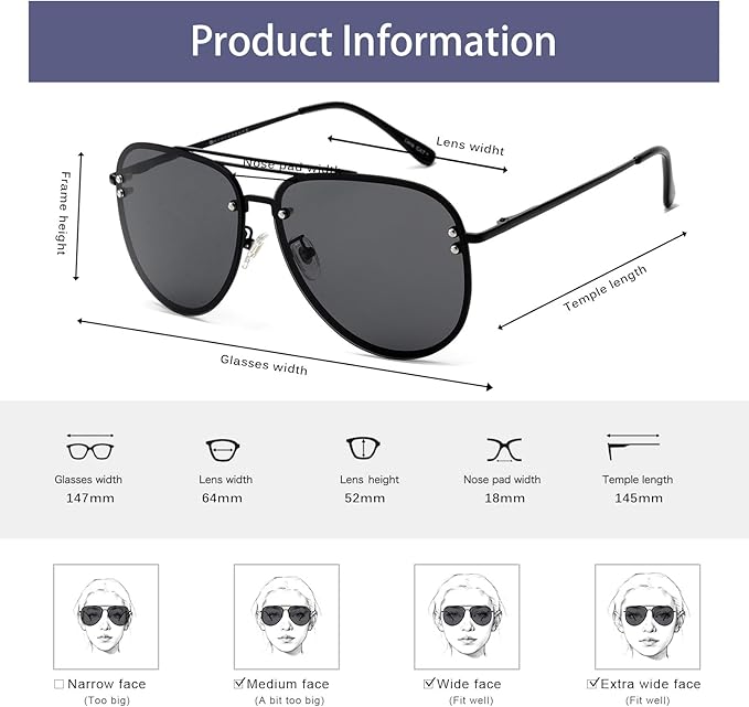 Trendy Oversized Aviator Sunglasses for Women 2025, Cute Retro Aviator Sun Glasses UV Protection Big Shades VF2203